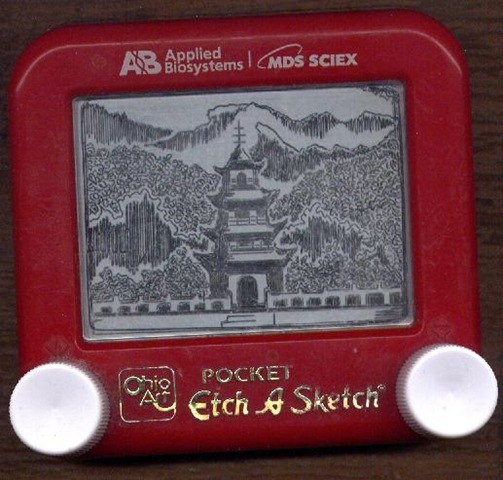 Zen drawn on Etch A Sketch