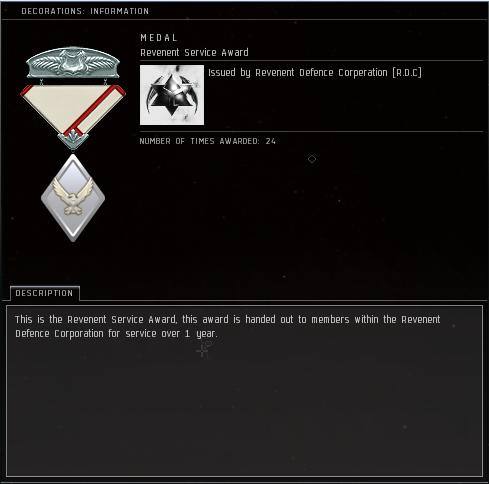 Eve Medal Decoration Award Example - One Year Service