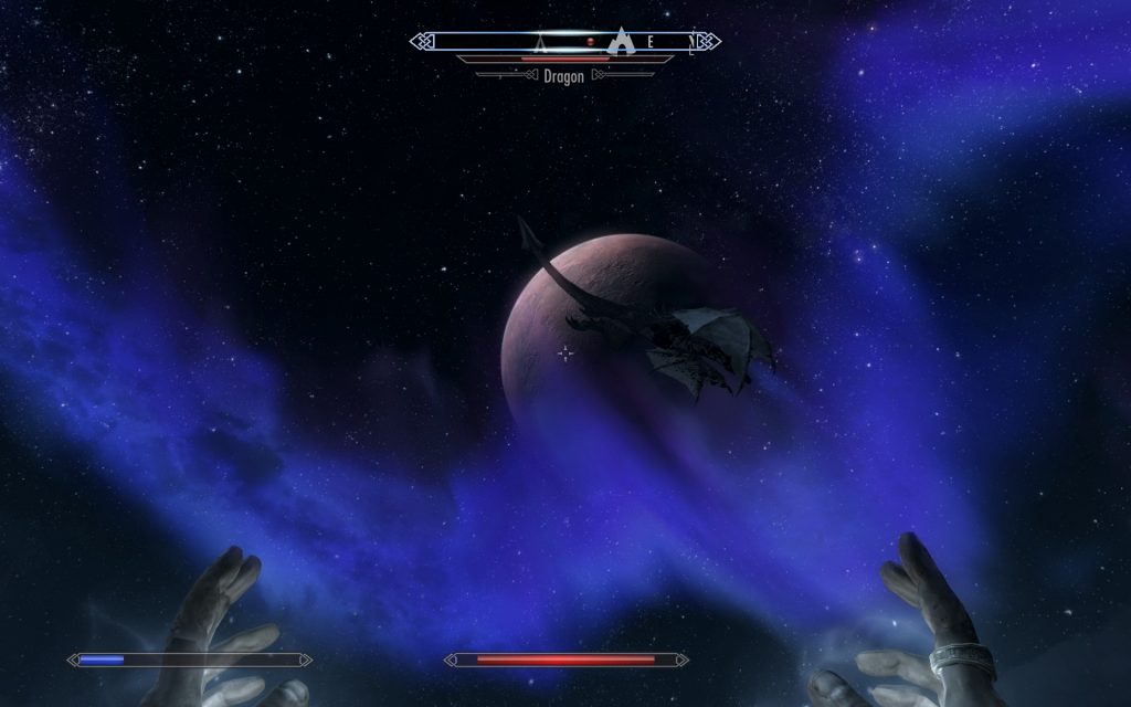 Skyrim Screenshot Dragon in the Night