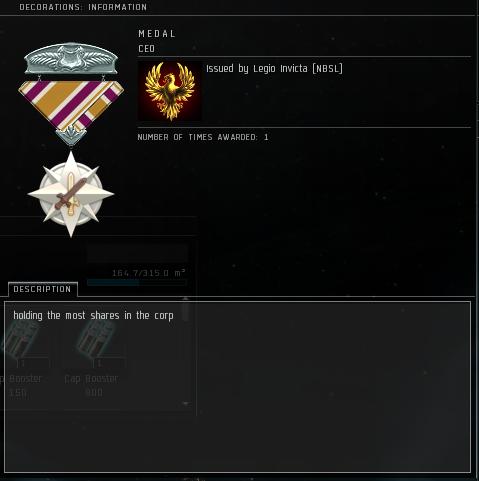 Eve Medal Decoration Award Example - Holding The Most Shares