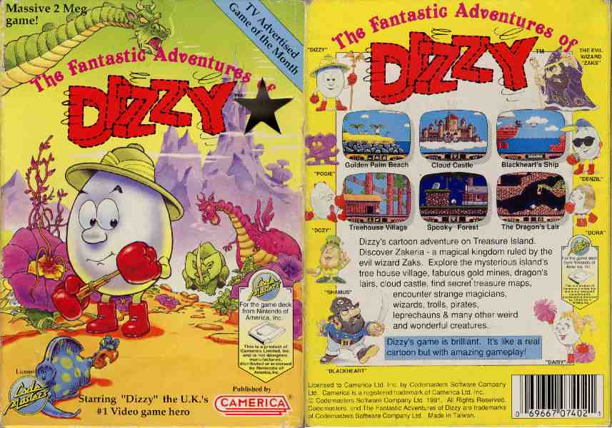 Classic Games - The Fantastic Adventures of Dizzy Game Tape Cassette Cover