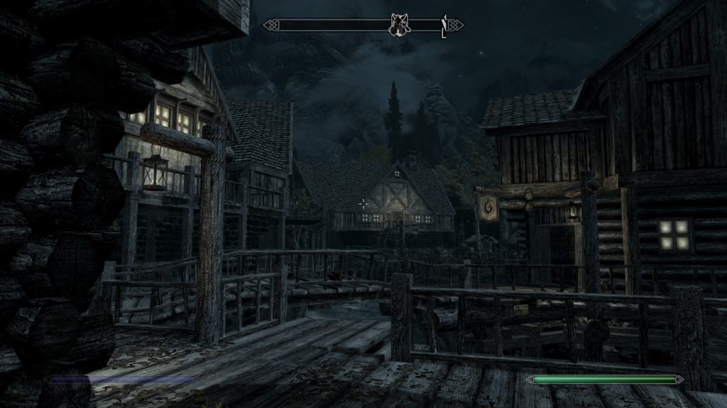 Skyrim Screenshot Town at Night