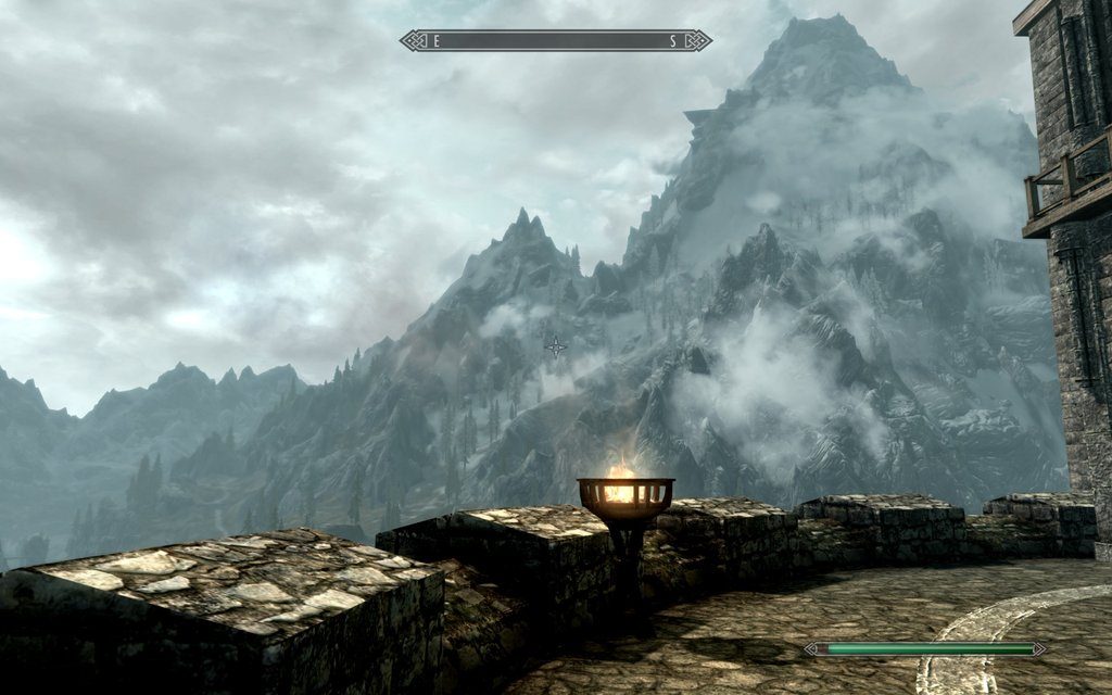 Skyrim Screenshot A View of the Mountains from the Keep