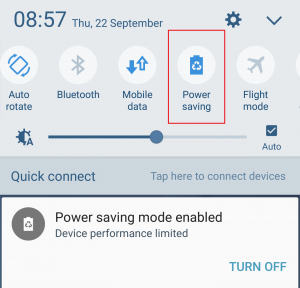 Samsung Galaxy S6 Power Saving Mode Button Menu