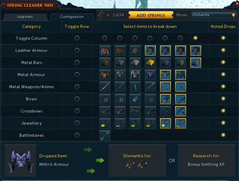 Runescape Spring Cleaner Configuration Settings