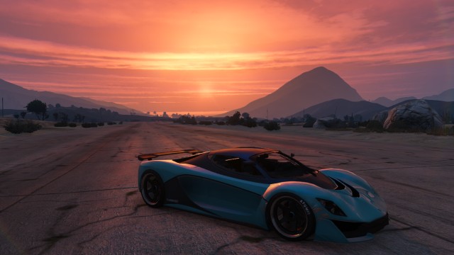 GTA V (GTA 5) Screenshots - Grand Senora Desert Sunset Plus Car