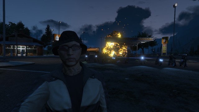 GTA V (GTA 5) Screenshots - Paleto Bay - Fireball Explosion At Night