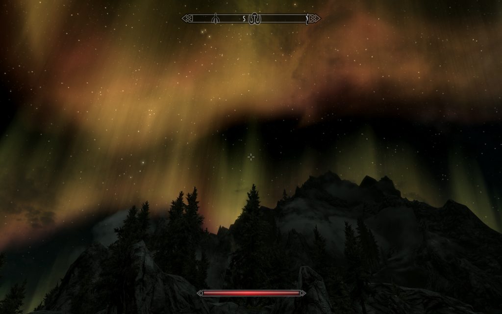 Skyrim Screenshot Skybox Aurora Borealis Night Sky