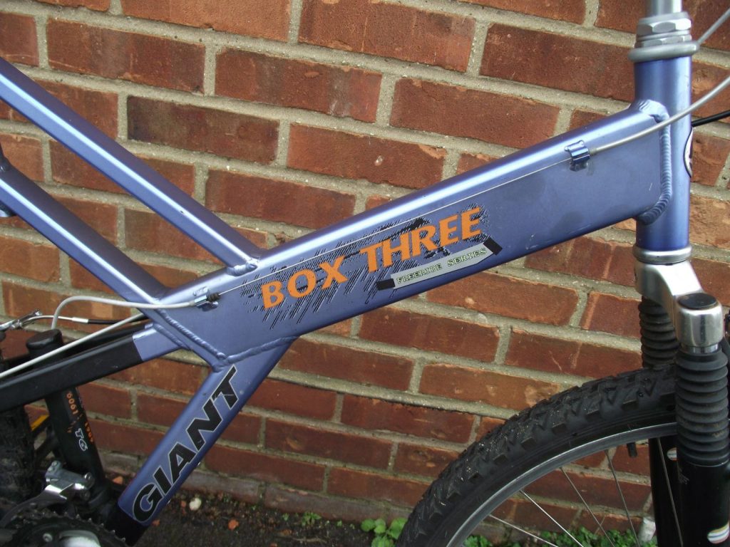 Giant Box Three Freeride Series Mountain Bike Blue, Light Blue, Purple Frame