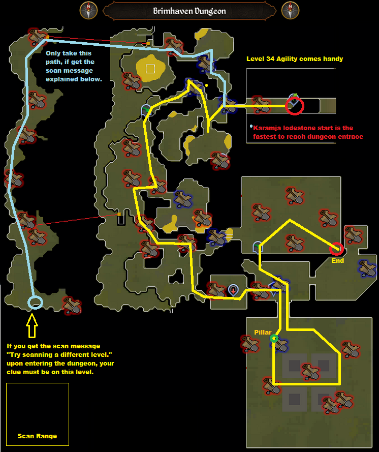 Runescape - Brimhaven Dungeon - Elite Clue Scan Route