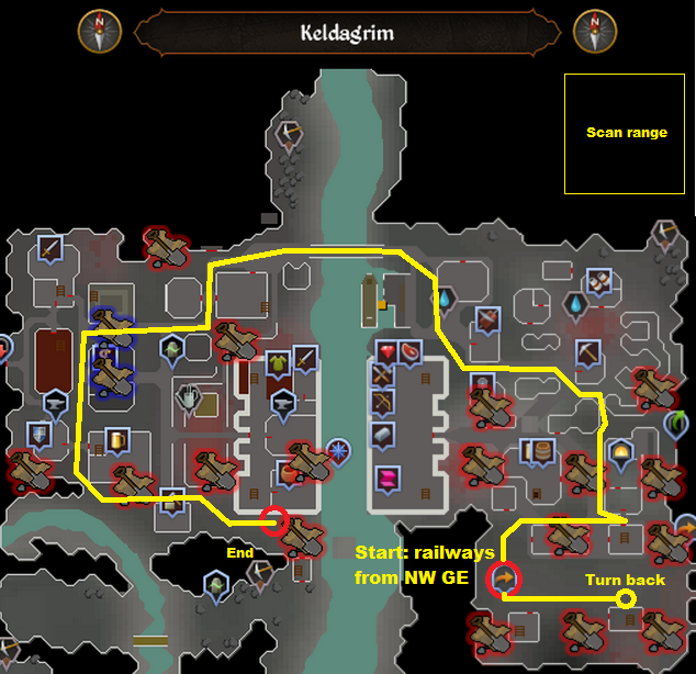Runescape - Keldagrim - Elite Clue Scan Route