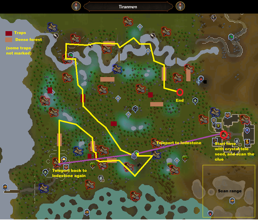 Runescape - Tirannwn Elf Lands - Elite Clue Scan Route