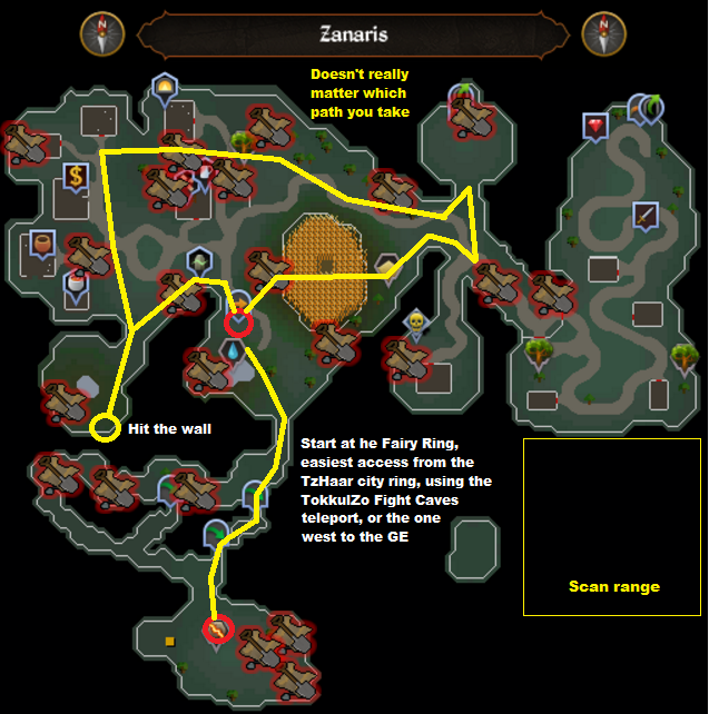 Runescape - Zanaris - Elite Clue Scan Route
