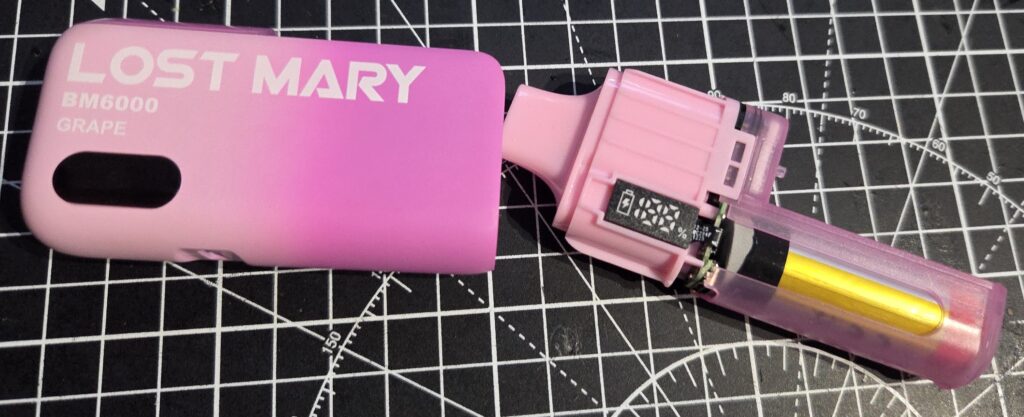 Lost Mary BM6000 Disposable Vape - Insides removed from the main plastic case